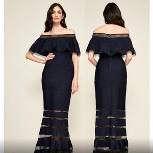 Tadashi Shoji Navy Off-Shoulder Maxi Dress